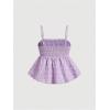 imageSOLY HUX Womens Spaghetti Strap Ruffle Hem Peplum Cami Top Jacquard CamisolePlain Purple