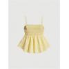imageSOLY HUX Womens Spaghetti Strap Ruffle Hem Peplum Cami Top Jacquard CamisoleSolid Yellow
