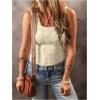 imageSOLY HUX Womens Square Neck Knit Tank Top Sleeveless Undershirts Y2k Tight Fitted Crop VestSolid Beige