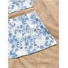 imageSOLY HUX Womens Summer Mini Skirt Set Floral Print Tie Shoulder Crop Top Skirts Beach Vacation Outfits 2 PieceBlue and White