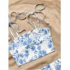 imageSOLY HUX Womens Summer Mini Skirt Set Floral Print Tie Shoulder Crop Top Skirts Beach Vacation Outfits 2 PieceBlue and White