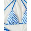 imageSOLY HUX Womens Triangle Bikini Tops Striped Halter Tie Back Bathing Suit Swimsuit TopsBlue Striped