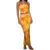 imageSOLY HUX Womens 2 Piece Skirt Sets Strapless Crop Tube Top Bodycon Maxi Skirt Summer Floral OutfitsYellow Floral