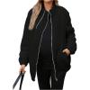 imageSOLY HUX Womens Maternity Winter Coat Fleece Zip Up Maternity Jackets for Pregnant Women Coat Extender for PregnancyPure Black