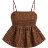 imageSOLY HUX Womens Spaghetti Strap Ruffle Hem Peplum Cami Top Jacquard CamisolePlain Brown