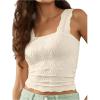 imageSOLY HUX Womens Square Neck Knit Tank Top Sleeveless Undershirts Y2k Tight Fitted Crop VestSolid Beige