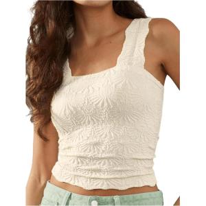imageSOLY HUX Womens Square Neck Knit Tank Top Sleeveless Undershirts Y2k Tight Fitted Crop VestSolid Beige