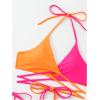 imageSOLY HUX Bathing Suit for Women Color Block Halter String Bikini Set Criss Cross Tie Side Two Piece SwimsuitMulticoloured