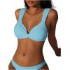 imageSOLY HUX Womens Bikini Top Twist Front Tie Back Bathing Suit Tops SwimsuitSolid Light Blue