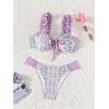 imageSOLY HUX Womens Floral Print Swimsuits 2 Piece High Cut Thong Bikini Beachwear Summer OutfitsPurple Multi