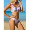 imageSOLY HUX Womens Floral Print Swimsuits 2 Piece High Cut Thong Bikini Beachwear Summer OutfitsPurple Multi