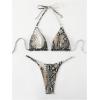 imageSOLY HUX Womens Halter Bikini Set High Cut Bathing Suits Cheeky String Two Piece SwimsuitsGrey Multi