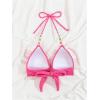 imageSOLY HUX Womens Halter Push Up Bikini Top Ring Linked Swimsuit Bathing Suit TopsPlain Hotpink