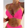imageSOLY HUX Womens Halter Push Up Bikini Top Ring Linked Swimsuit Bathing Suit TopsPlain Hotpink