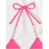 imageSOLY HUX Womens Halter Push Up Bikini Top Ring Linked Swimsuit Bathing Suit TopsPlain Hotpink
