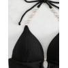 imageSOLY HUX Womens Halter Push Up Bikini Top Ring Linked Swimsuit Bathing Suit TopsPure Black