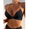 imageSOLY HUX Womens Halter Push Up Bikini Top Ring Linked Swimsuit Bathing Suit TopsPure Black