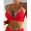 imageSOLY HUX Womens Halter Push Up Bikini Top Ring Linked Swimsuit Bathing Suit TopsPure Red