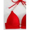imageSOLY HUX Womens Halter Push Up Bikini Top Ring Linked Swimsuit Bathing Suit TopsPure Red