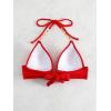 imageSOLY HUX Womens Halter Push Up Bikini Top Ring Linked Swimsuit Bathing Suit TopsPure Red