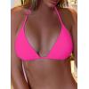 imageSOLY HUX Womens Halter Triangle Bikini Top Tie Back Bathing Suit Top Sexy Swimwear for WomenPlain Hot Pink