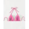 imageSOLY HUX Womens Halter Triangle Bikini Top Tie Back Bathing Suit Top Sexy Swimwear for WomenPlain Pink