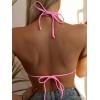 imageSOLY HUX Womens Halter Triangle Bikini Top Tie Back Bathing Suit Top Sexy Swimwear for WomenPlain Pink