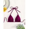imageSOLY HUX Womens Halter Triangle Bikini Top Tie Back Bathing Suit Top Sexy Swimwear for WomenPlain Red Violet
