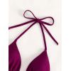 imageSOLY HUX Womens Halter Triangle Bikini Top Tie Back Bathing Suit Top Sexy Swimwear for WomenPlain Red Violet