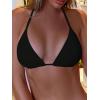 imageSOLY HUX Womens Halter Triangle Bikini Top Tie Back Bathing Suit Top Sexy Swimwear for WomenPlain Solid Black
