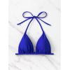 imageSOLY HUX Womens Halter Triangle Bikini Top Tie Back Bathing Suit Top Sexy Swimwear for WomenPure Dark Blue