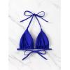 imageSOLY HUX Womens Halter Triangle Bikini Top Tie Back Bathing Suit Top Sexy Swimwear for WomenPure Dark Blue