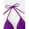 imageSOLY HUX Womens Halter Triangle Bikini Top Tie Back Bathing Suit Top Sexy Swimwear for WomenSolid Violet Purple