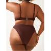 imageSOLY HUX Womens Plus Size 2 Piece Bikini Set Push Up High Waisted Bathing Suit SwimwearCoffee Brown
