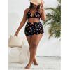 imageSOLY HUX Womens Plus Size Swimsuit 3 Piece Butterfly Print Halter Triangle Bikini Sets Bathing Suit with ShortsBlack Butterfly