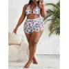 imageSOLY HUX Womens Plus Size Swimsuit 3 Piece Butterfly Print Halter Triangle Bikini Sets Bathing Suit with ShortsWhite Butterfly