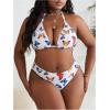 imageSOLY HUX Womens Plus Size Swimsuit 3 Piece Butterfly Print Halter Triangle Bikini Sets Bathing Suit with ShortsWhite Butterfly