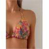 imageSOLY HUX Womens Triangle Halter Bikini Set Tropical Print Boho Swimsuits Two Piece Bathing SuitsMulti Printed