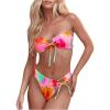 imageSOLY HUX Womens Bandeau Bikini Set Tie Dye Tie Front Strapless Swimsuit Two Piece Bathing SuitMulticoloured Tie Dye