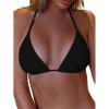 imageSOLY HUX Womens Halter Triangle Bikini Top Tie Back Bathing Suit Top Sexy Swimwear for WomenPlain Solid Black