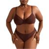 imageSOLY HUX Womens Plus Size 2 Piece Bikini Set Push Up High Waisted Bathing Suit SwimwearCoffee Brown