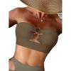 imageSOLY HUX Womens Sexy Cut Out Ring Linked Bandeau Bikini Top Swimsuit Bathing Suit TopsPlain Mocha Brown