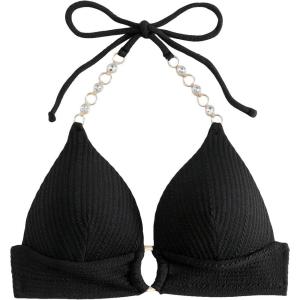 imageSOLY HUX Womens Halter Push Up Bikini Top Ring Linked Swimsuit Bathing Suit TopsPure Black