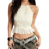 imageSOLY HUX Open Back Halter Tops for Women Tie Backless Ruffle Crop Tops Sleeveless Y2K Going Out CamisolesPure Apricot