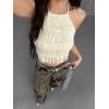 imageSOLY HUX Open Back Halter Tops for Women Tie Backless Ruffle Crop Tops Sleeveless Y2K Going Out CamisolesPure Apricot