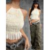 imageSOLY HUX Open Back Halter Tops for Women Tie Backless Ruffle Crop Tops Sleeveless Y2K Going Out CamisolesPure Apricot