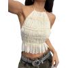 imageSOLY HUX Open Back Halter Tops for Women Tie Backless Ruffle Crop Tops Sleeveless Y2K Going Out CamisolesPure Apricot