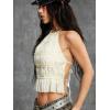 imageSOLY HUX Open Back Halter Tops for Women Tie Backless Ruffle Crop Tops Sleeveless Y2K Going Out CamisolesPure Apricot