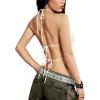 imageSOLY HUX Open Back Halter Tops for Women Tie Backless Ruffle Crop Tops Sleeveless Y2K Going Out CamisolesPure Apricot