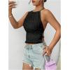 imageSOLY HUX Open Back Halter Tops for Women Tie Backless Ruffle Crop Tops Sleeveless Y2K Going Out CamisolesSolid Black